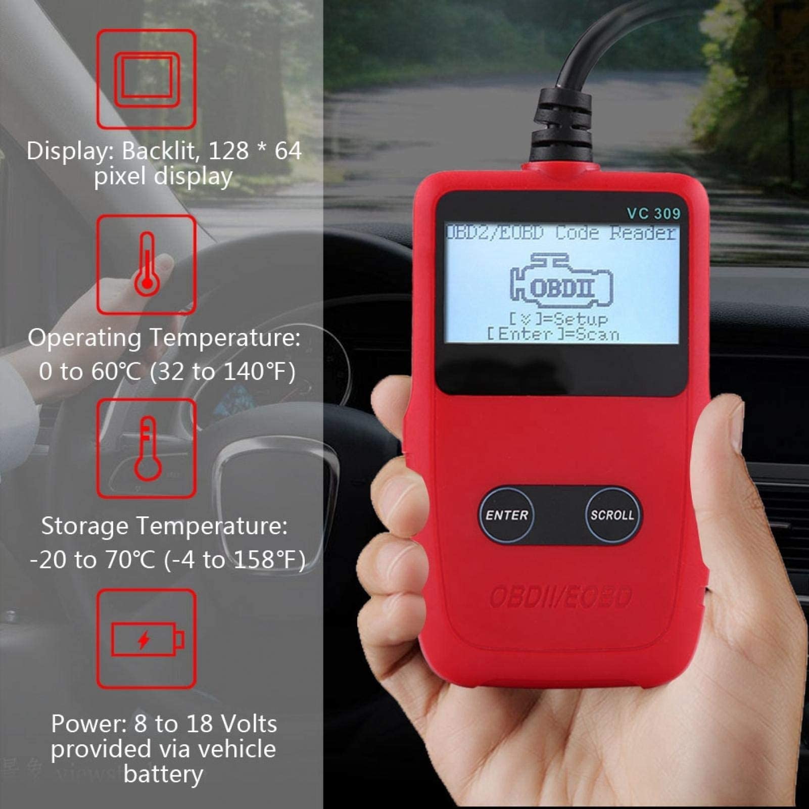 Skaner OBD2 Auto OBDII OBD Scanner Tool, Diagnostyczny Czytnik Kodów Usterek Sprzęt Diagnostyczny Do Samochodów