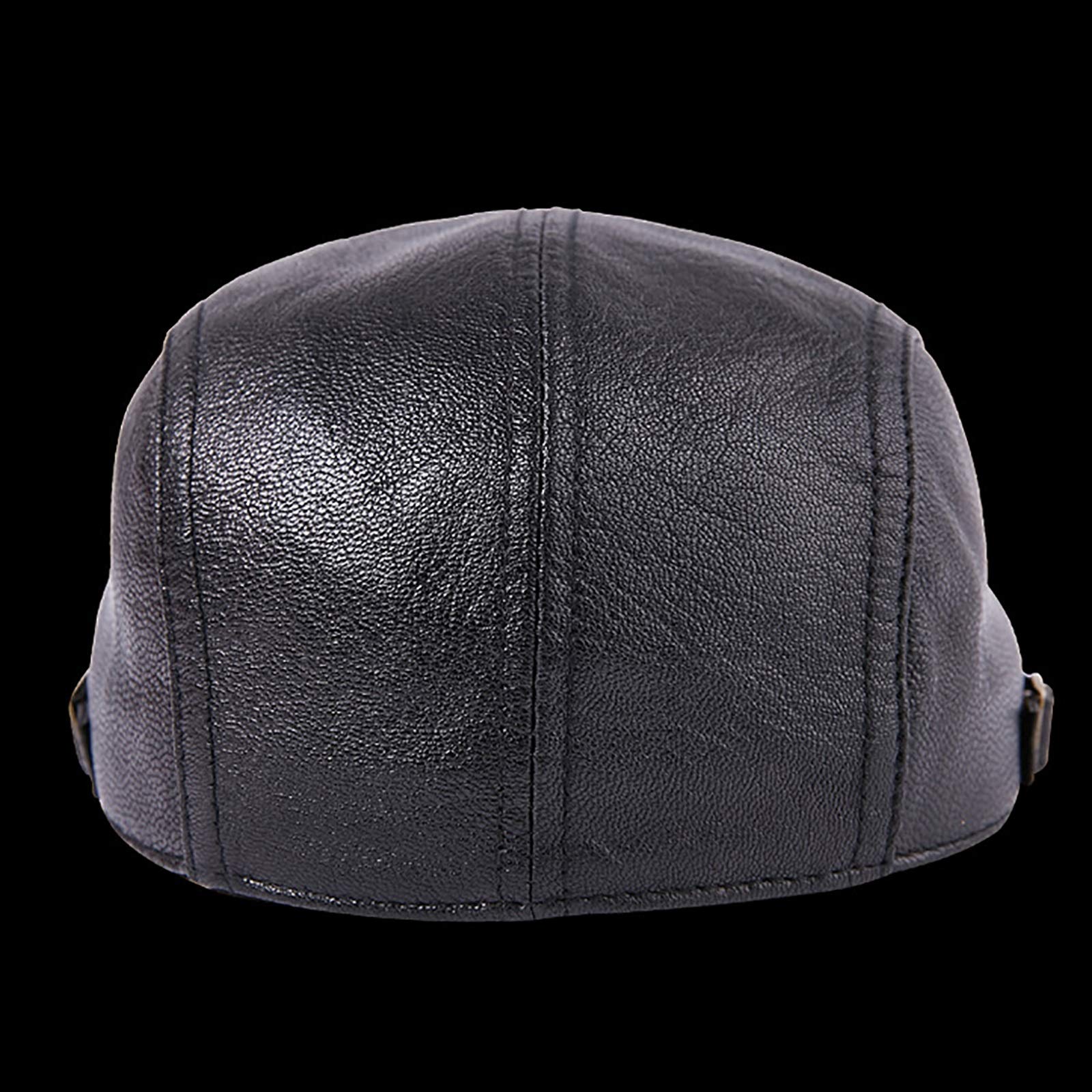 Cappelli Invernali, Berretto da Uomo in Pelle, Berretto da Baseball in Pelle di Pecora, Berretto da Golf Maschile Invernale(Black-59-60cm)