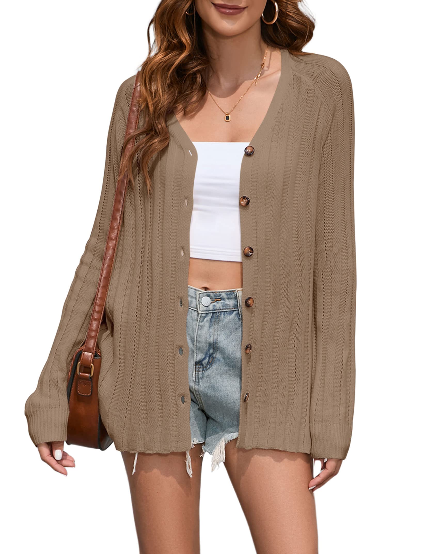 XuBaWomen Lightweight Cardigan Long Sleeve Summer Boho Button Down Cardigan Sweater