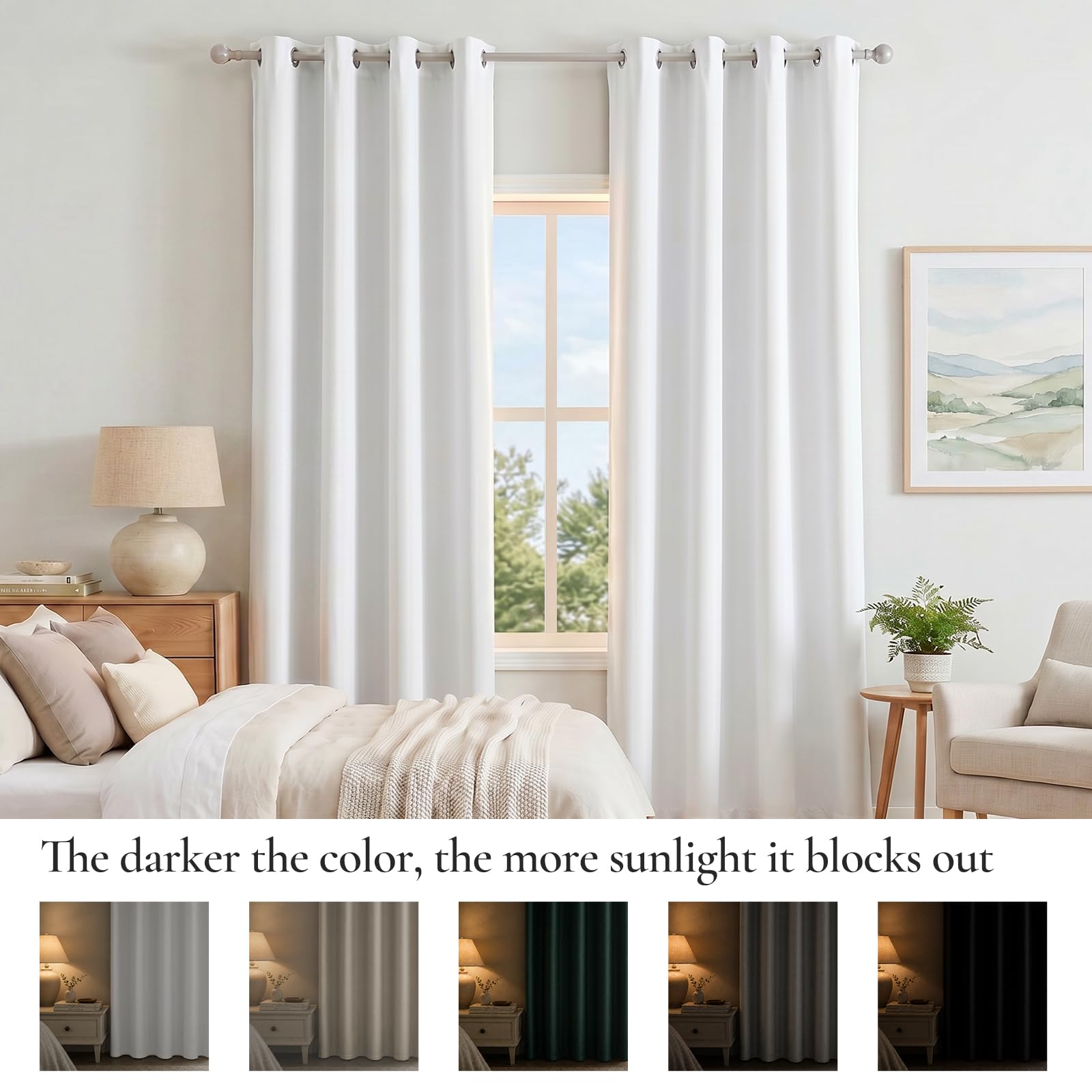 Ystyle Tende Semioscuranti per Interni 2 Pezzi, 140x300 cm, Tende Camera da Letto Moderna con Anelli, Tenda Termica Isolante Freddo e Caldo Morbido Idrorepellente, per Soggiorno Cameretta, Bianco