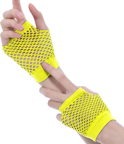 Miniatura 3 de Blulu Accesorios de los años 80 para mujer, disfraz de encaje, diadema, aretes, guantes de red, collar, pulsera para fiesta de los 80