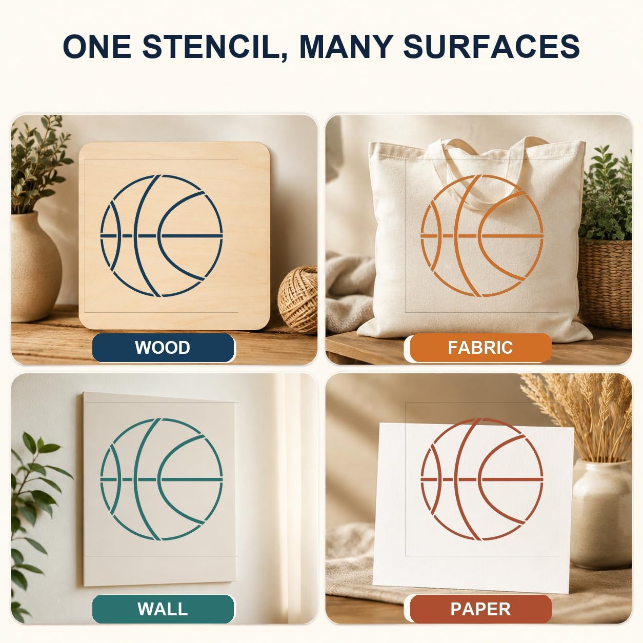 MAGJUCHE Basketball Stencil 12 Inches, Reusable Sport Stencil for Painting DIY Crafts Decor