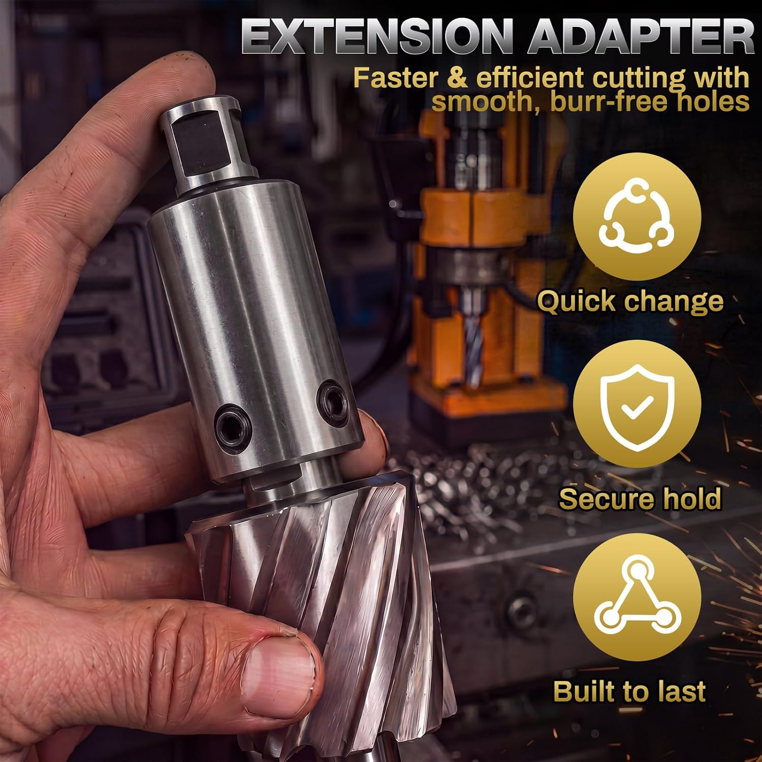 3‘'(75mm) Annular Cutter Extension for 3/4" Weldon Shank Adapter for Magnetic Drill & Drill Press, Heavy Duty Steel Deep Hole Drilling Tool, with Hex Wrench