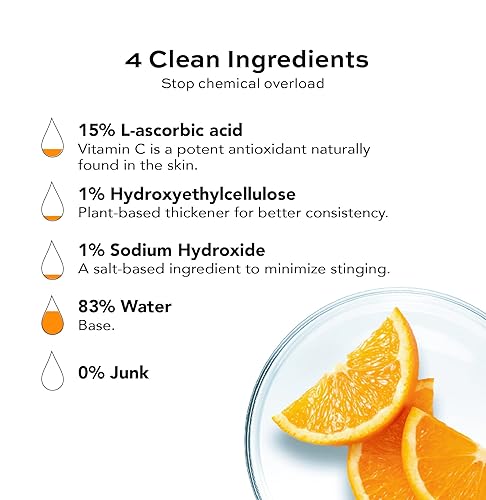 Miniatura 5 de Solución de vitamina C al 15% que suaviza las arrugas y las manchas oscuras. Antienvejecimiento. Ácido L-ascórbico. 2 ingredientes. Belleza limpia
