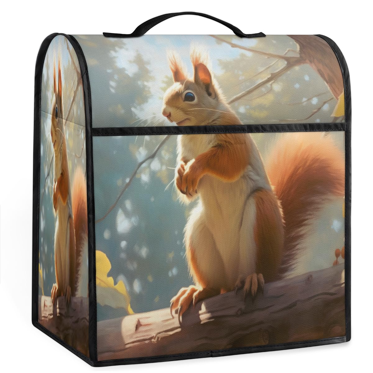 Coffee Maker Cover Cute Squirrel Animal Kitchen Appliance Covers Small Appliance Covers Blender Cover Juicer Cover Dust Covers for Kitchen Appliances with Top Handle and Pockets,Washable,B596