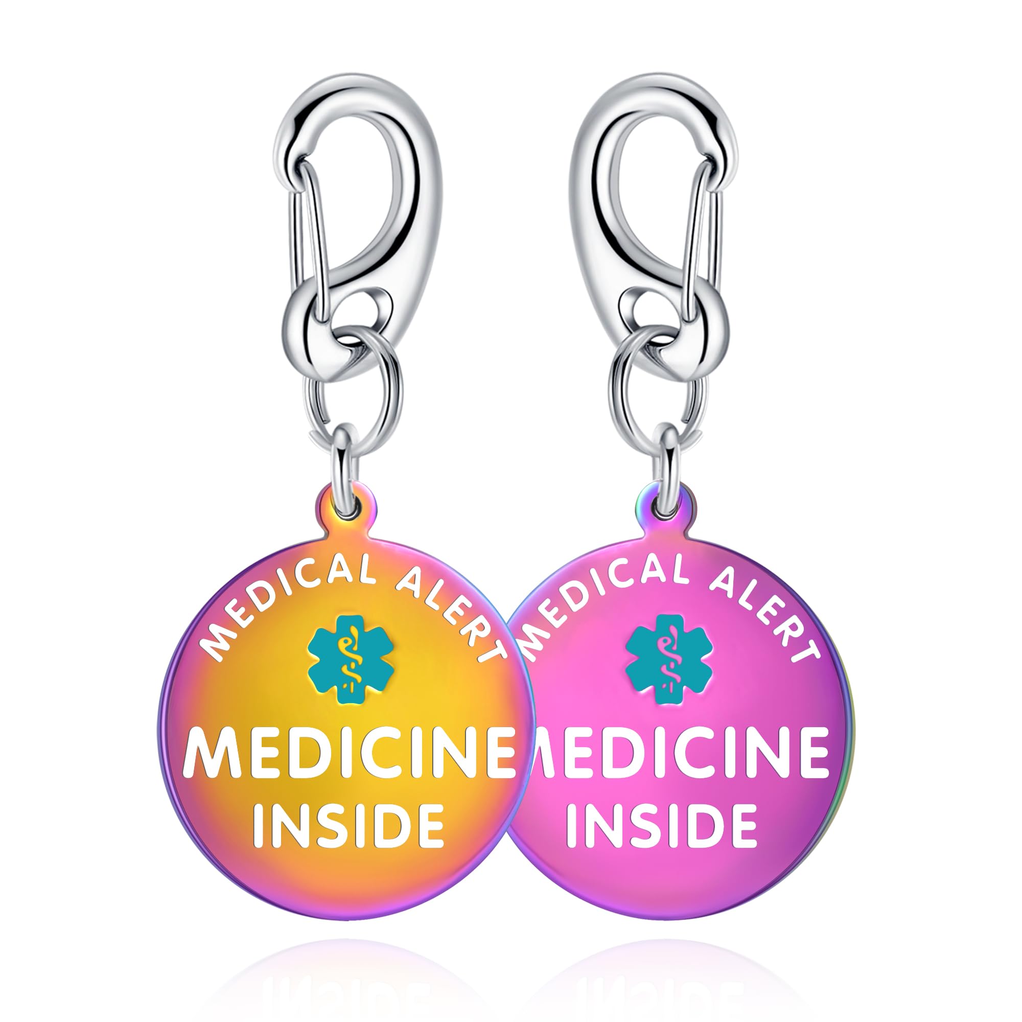 Divoti Pre-Engraved Medical Alert ID Bag Tag - Laser-Engraved Emergency Medical Alert - 1.25" Zipper Pull or Keychain with Cable Loop or Clip -