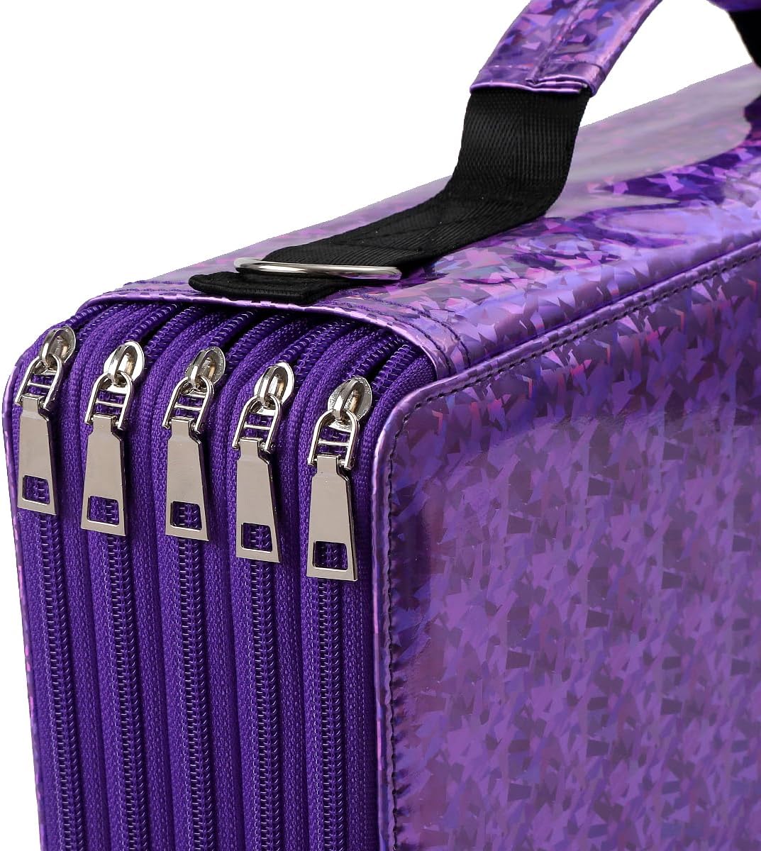 Large Capacity Colored Pencil Case - 500 Slots PU leather with Zipper Closure Portable Organizer for Watercolor Pencils Ideal for Artists（Purple）