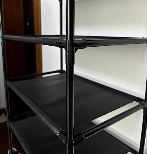 Miniatura 7 de Zapatero de 10 niveles, zapatero alto y estrecho para 20-25 pares de zapatos, estante de almacenamiento de zapatos de metal apilable extraíble,