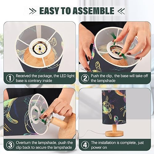 Miniatura 4 de Lámpara de mesa colorida de neón con diseño de tortugas de neón, lámpara de mesa de noche, lámparas de mesa de moda para niños para el hogar