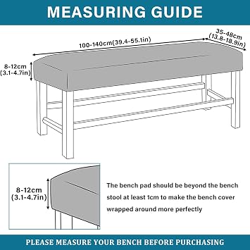Stretch Velvet Dining Bench Cover-Light Yellow-Large