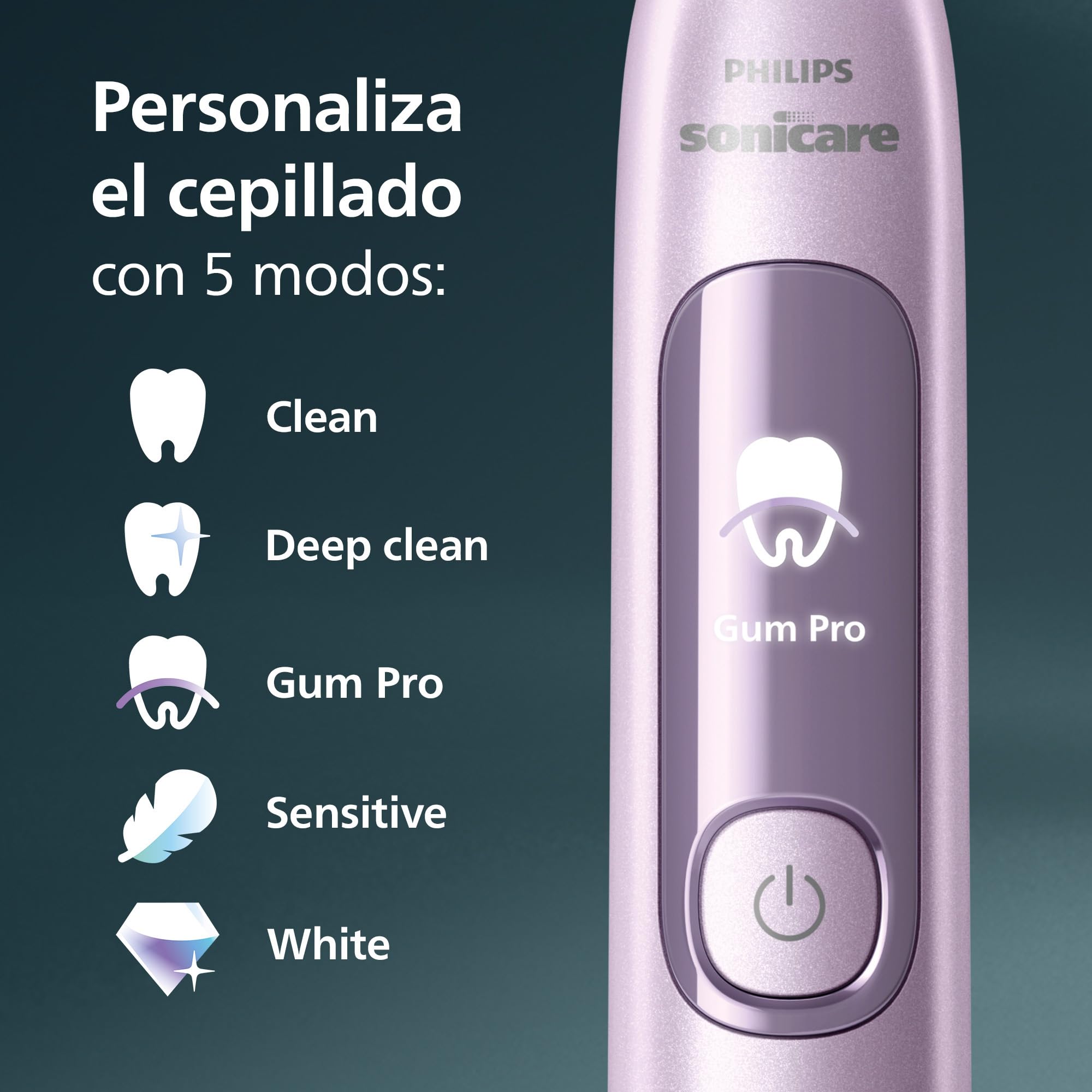 Philips Sonicare AdvancedClean Limited Edition, Cepillo de dientes eléctrico - Smart Screen, sensor de presión, recambio del cabezal de cepillado, 5 modos de cepillado y SmarTimer, rosa, HX3792/12