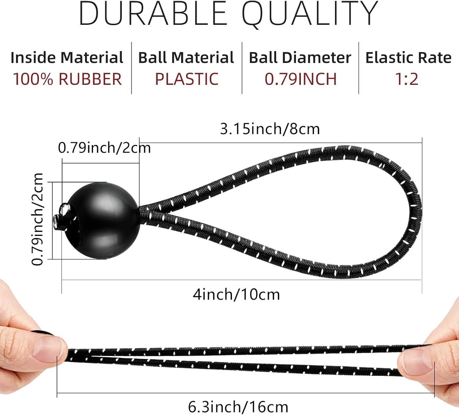 KissDate 35Pcs Ball Bungee Cords,Elastic Bungee Cord Tarp Bungee Cords with Balls 4 inch Tarpaulin Ties Down Elastic Rope Tent Banners Gazebo Canopy Bungees Cords - Image 3