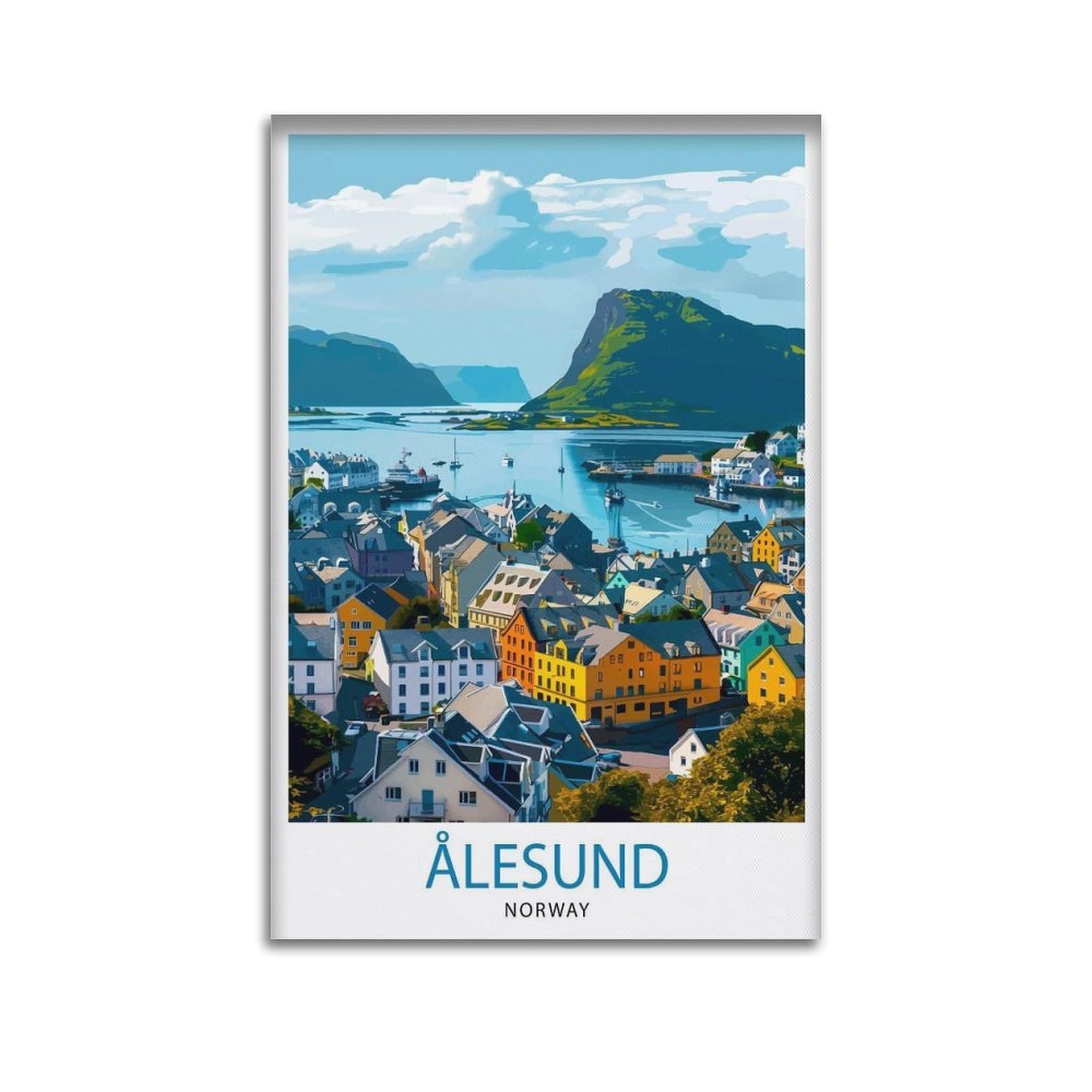 xiaoxiaoshen Alesund Norway Travel Ålesund Norwegian Lover Canvas Poster Wall Art Prints Room Aesthetic Murals Bedroom And Living Decorations 20x30inch(50x75cm)