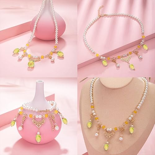 Miniatura 5 de UR Urlifehall 10 cuentas de cristal de piña amarilla, cuentas de imitación de frutas de cristal de lampwork para aretes y fabricación de joyas