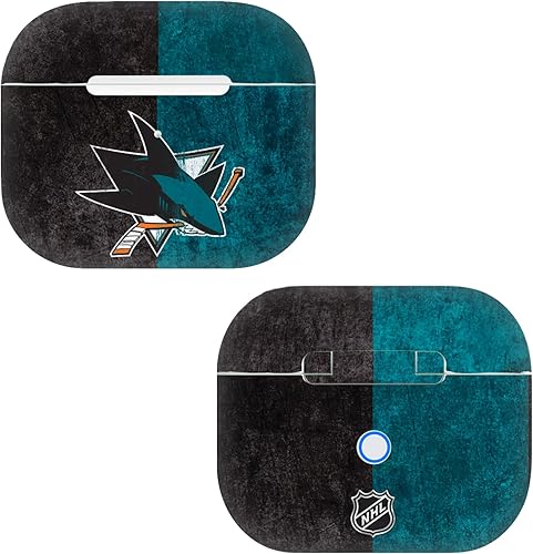 Head Case Designs Calcomanía de vinilo con licencia oficial de la NHL de San José Sharks medio envejecidos, compatible con Apple AirPods 3 de 3ª
