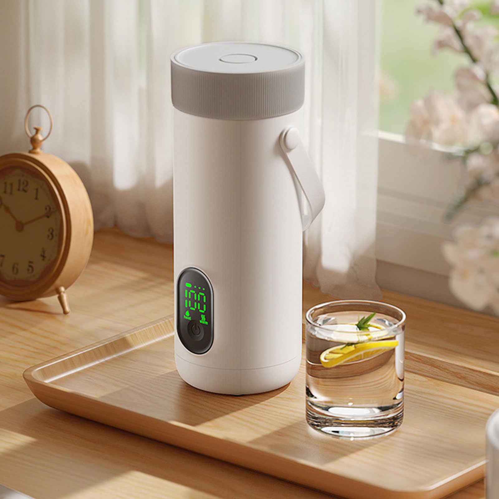 banapoy Portable Electric Kettle, 350ml USB Travel Hot Water Boiler Stainless Steel Small Electric Kettle with LCD Display, Fast Boiling Water, for Tea Coffee