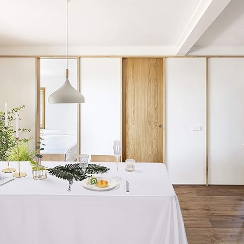 Miniatura 6 de Ascoza Paquete de 2 Manteles Rectangulares Blancos de 60x120 Pulgadas, Mantel de Mesa de 6 Pies en Tela de Poliéster para