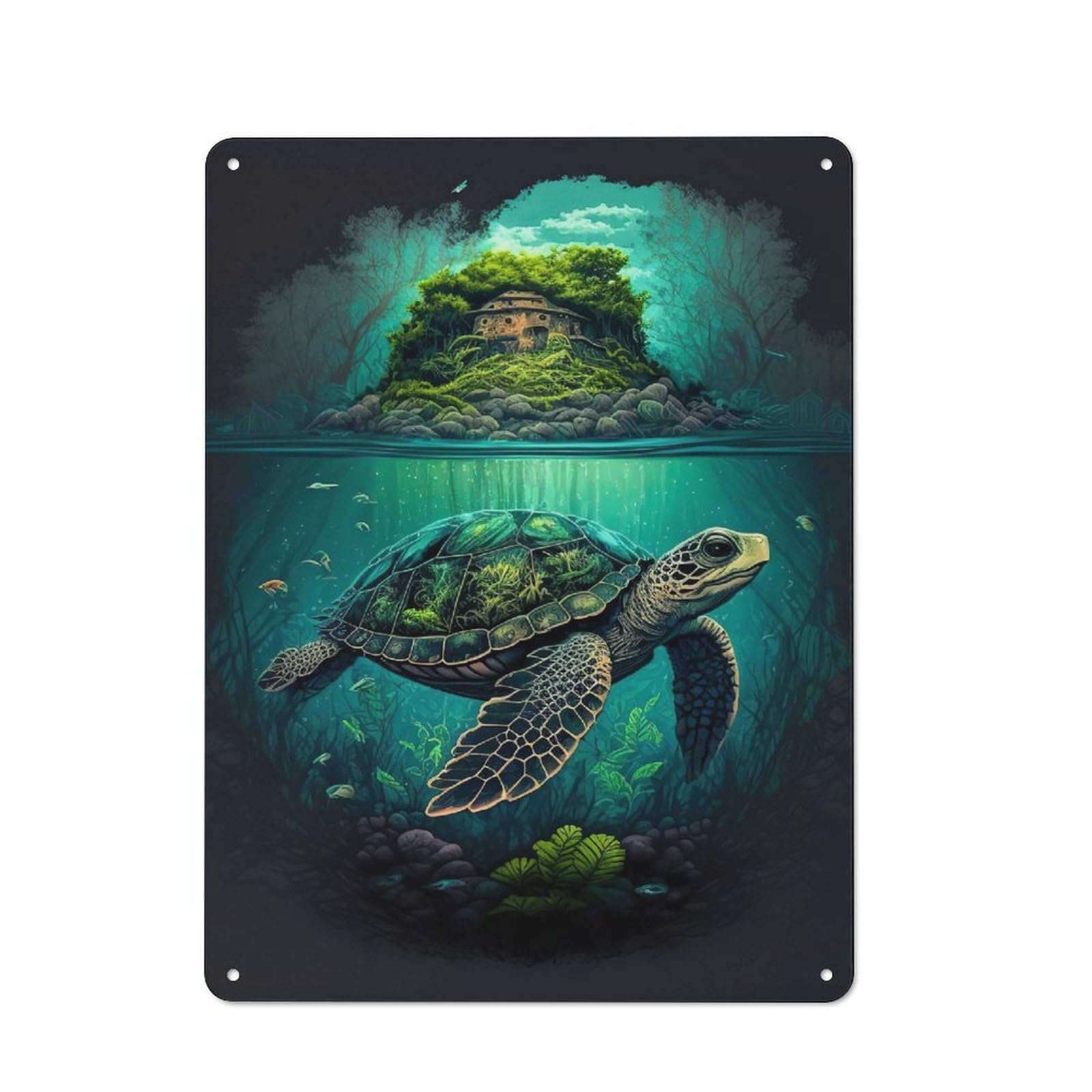 Country Country Metal Sign 40x30cm Featuring Turtle Island, Rustic Kitchen Decor for Cottage, Kitchen, Hallway Or Breakfast Nook