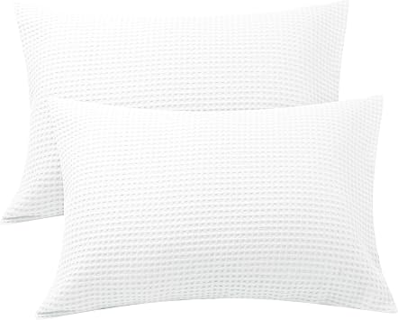 100% Egyptian Cotton Waffle Weave Pillowcases Standard Size 2 Pack