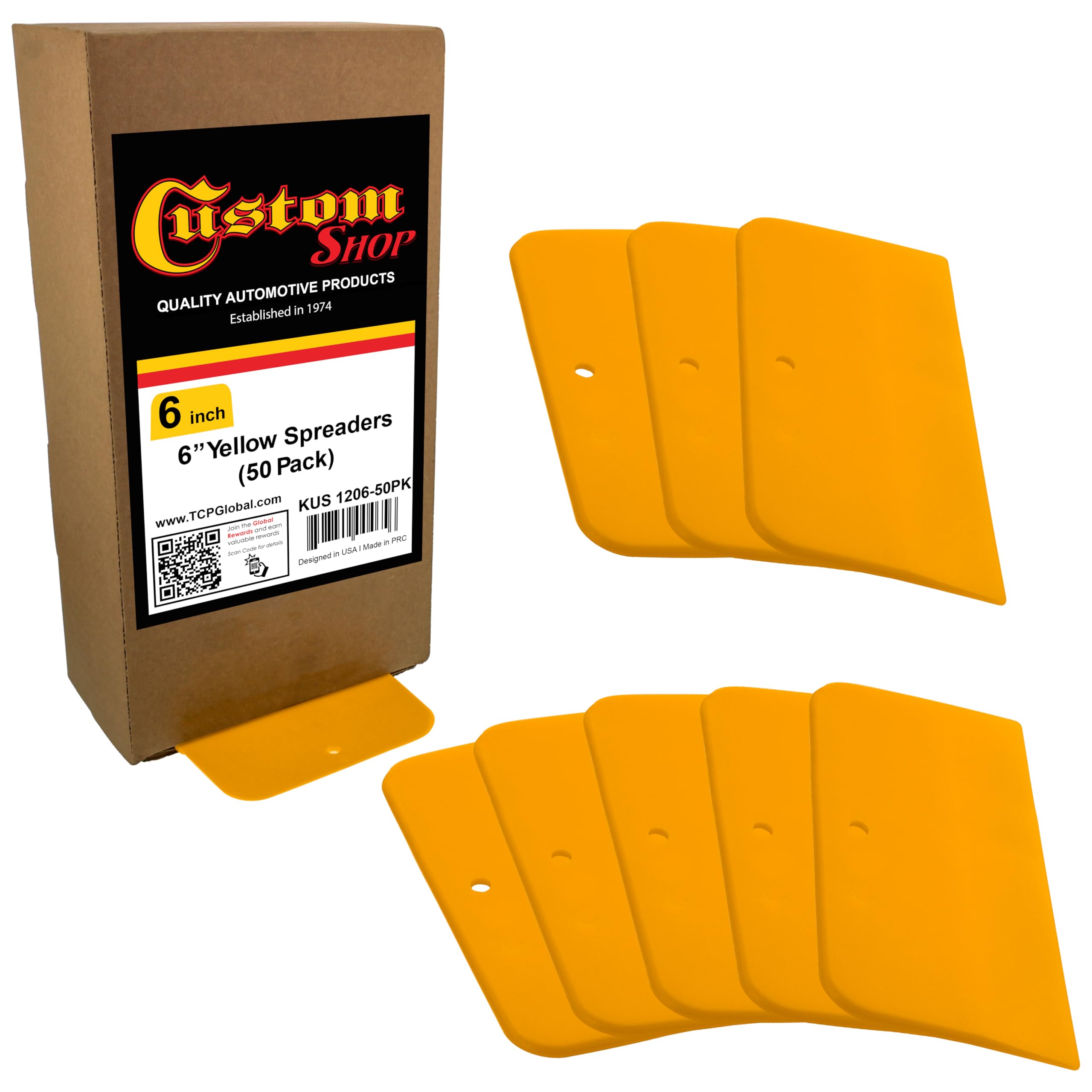 Custom Shop Yellow 6 Inch Filler Spreaders - 50 Pack