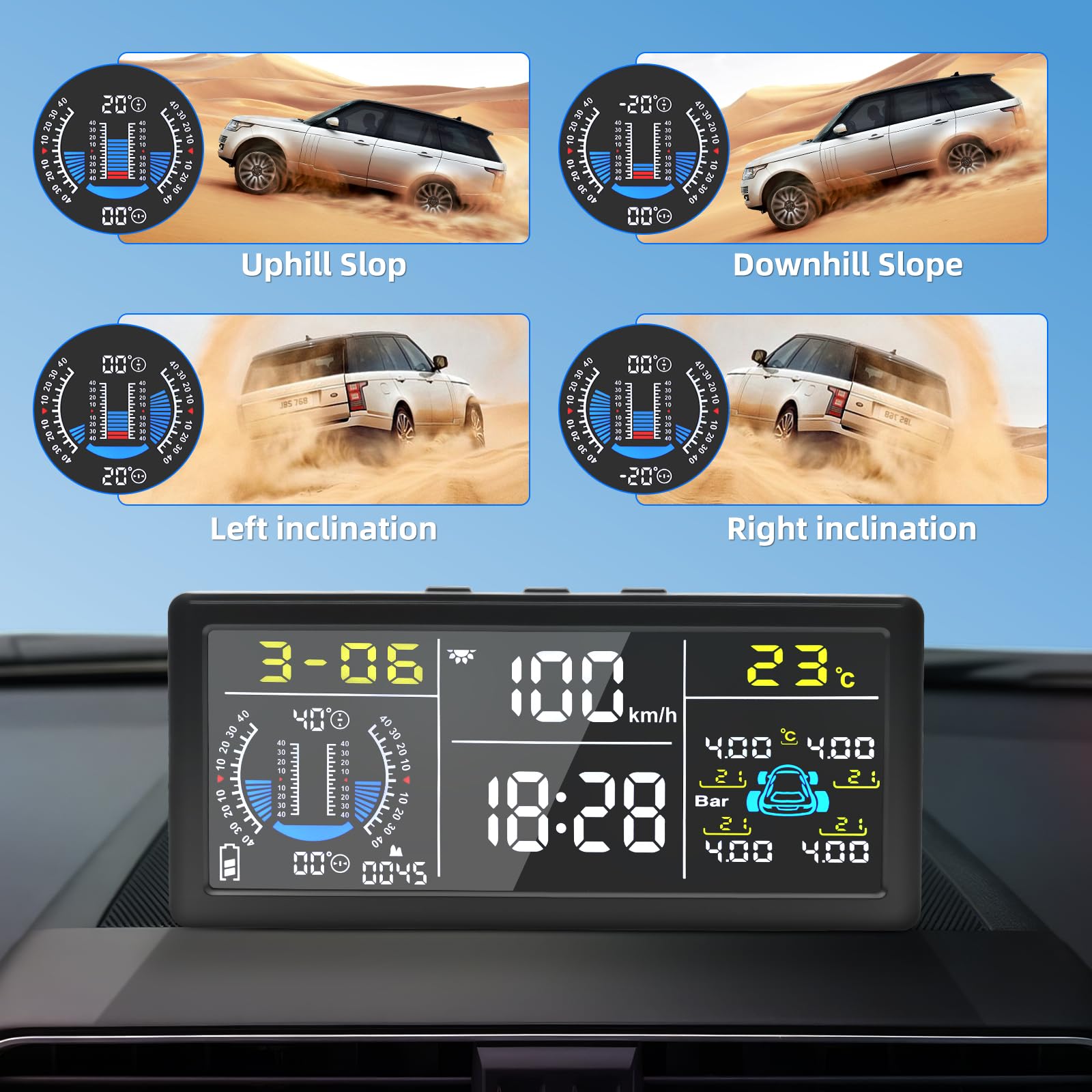 Liwogi Bandenspanningsbewakingssysteem met losneembare beugel, draadloze TPMS-bandenspanningsmeter op zonne-energie met luchtlek/bandenspanningsalarm, 5 bar/199Psi voor caravan, vrachtwagen, camper