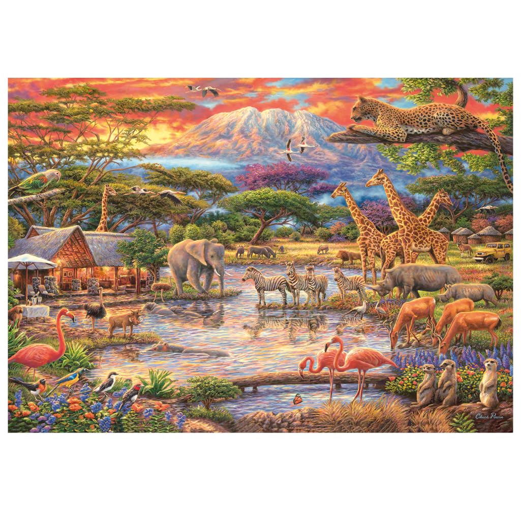 Wentworth Wooden Puzzles Wild Africa – Puzzle pour adulte, 250 pièces, pièces irrégulières, motif Chuck Pinson Wildlife pour les amoureux des animaux, bois provenant de sources durables et fabriqué au