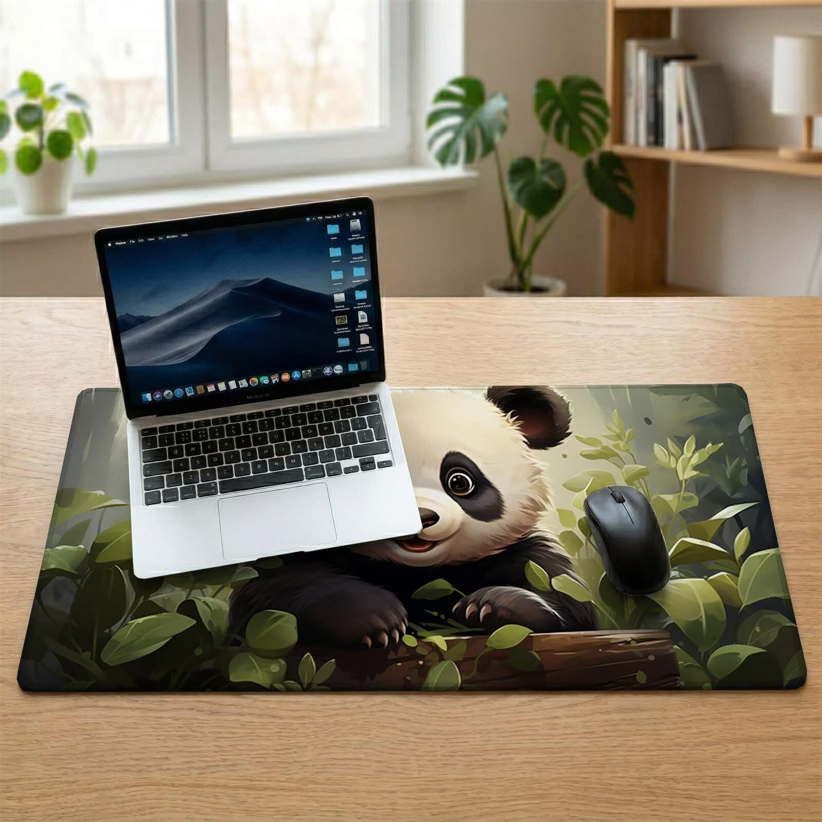Sottomano Scrivania Grande 1200 x 600 x 3 mm Cartone Animato Tappetino Tastiera Computer con Base Antiscivolo e Bordi Cuciti, Protezione Impermeabile, per Lavoro/Casa/PC Gamer (Panda Gigante) L-x4131