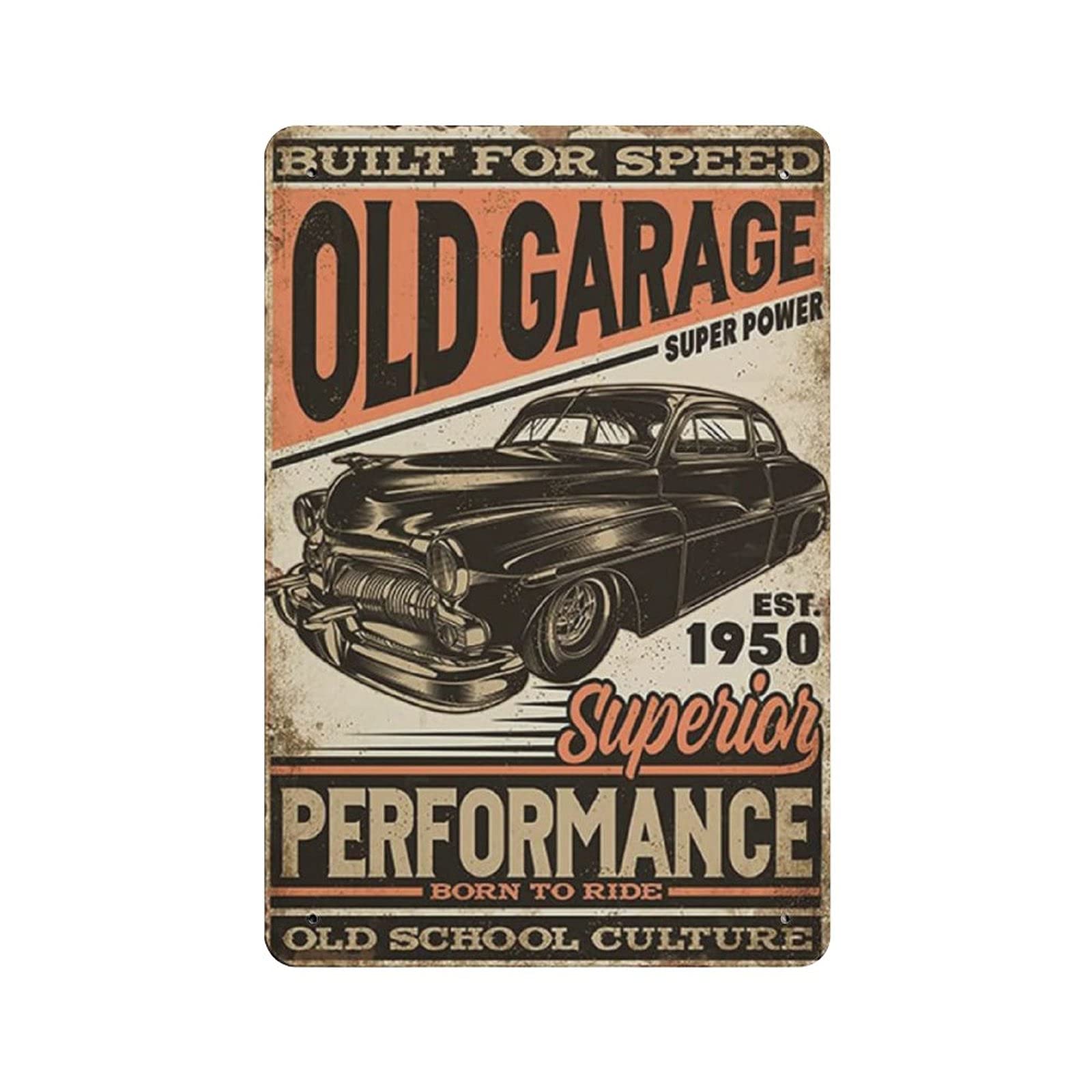 Metal Tin Sign Old Garage Vintage Tin Poster Metal Sign Wall Decoration Country Kitchen Home Garage Decor 12"x8"
