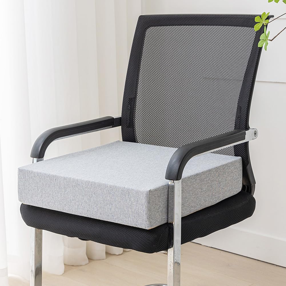 YOUGANG Extra Thick Chair Seat Cushion Pad,Square 40/45/50cm Booster Cushions,Large Armchair Booster Cushion Pads for Dining Indoor Garden,Washable (Silver grey,50x50x10cm)
