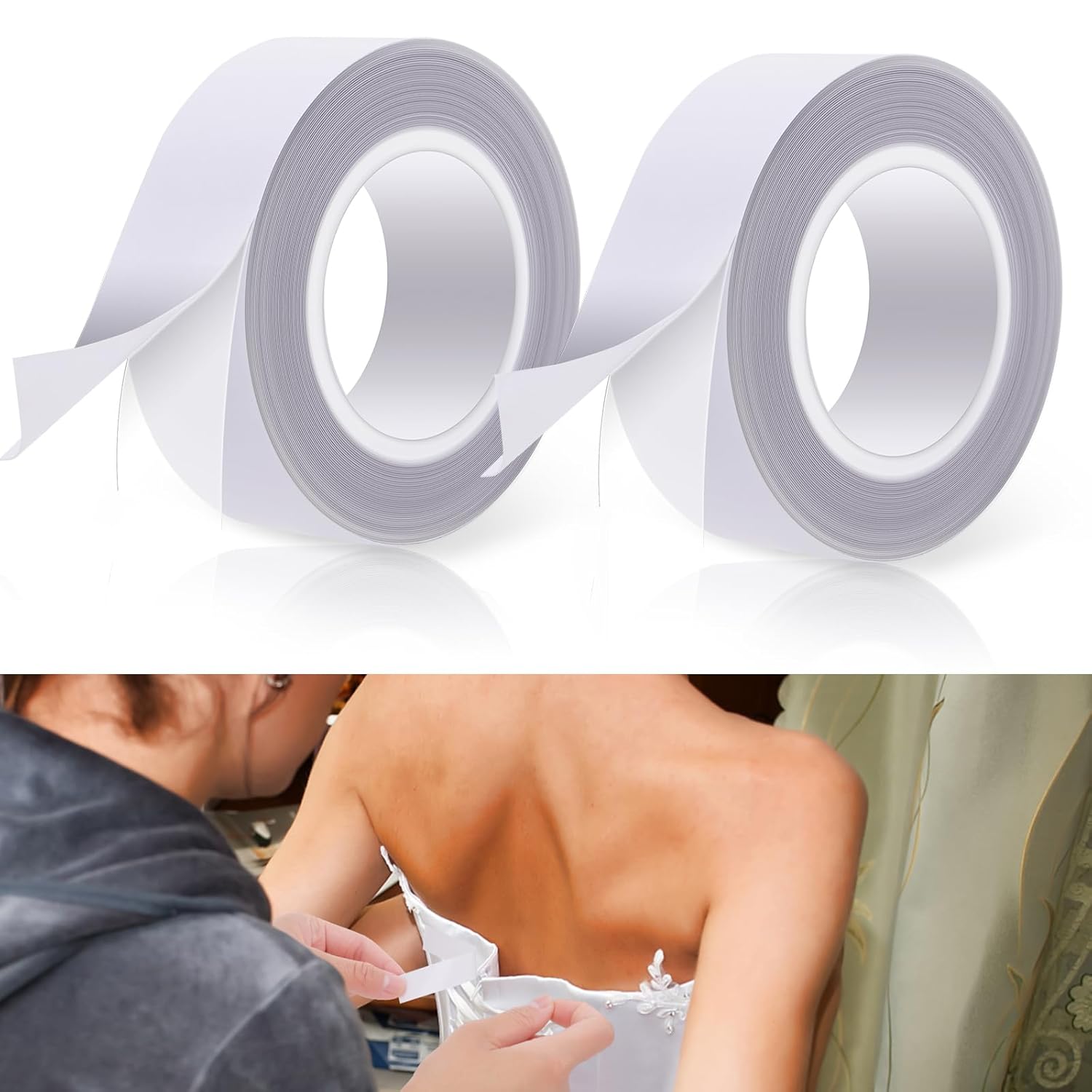 DSLSQD 2 Roll 16 Feet Double Sided Tape for Clothes to Skin Fashion