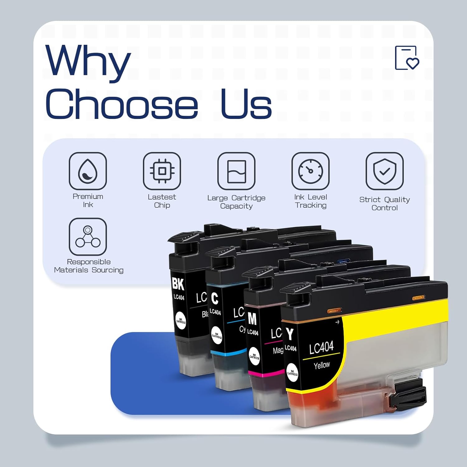 LC404 Ink Cartridges Compatible for Brother Printer 404XL LC404 High Yield Ink Cartridges Work with Brother MFC-J1205W MFC-J1215W J1205W J1215W (1 Black Cyan Magenta Yellow, 4 Pack)