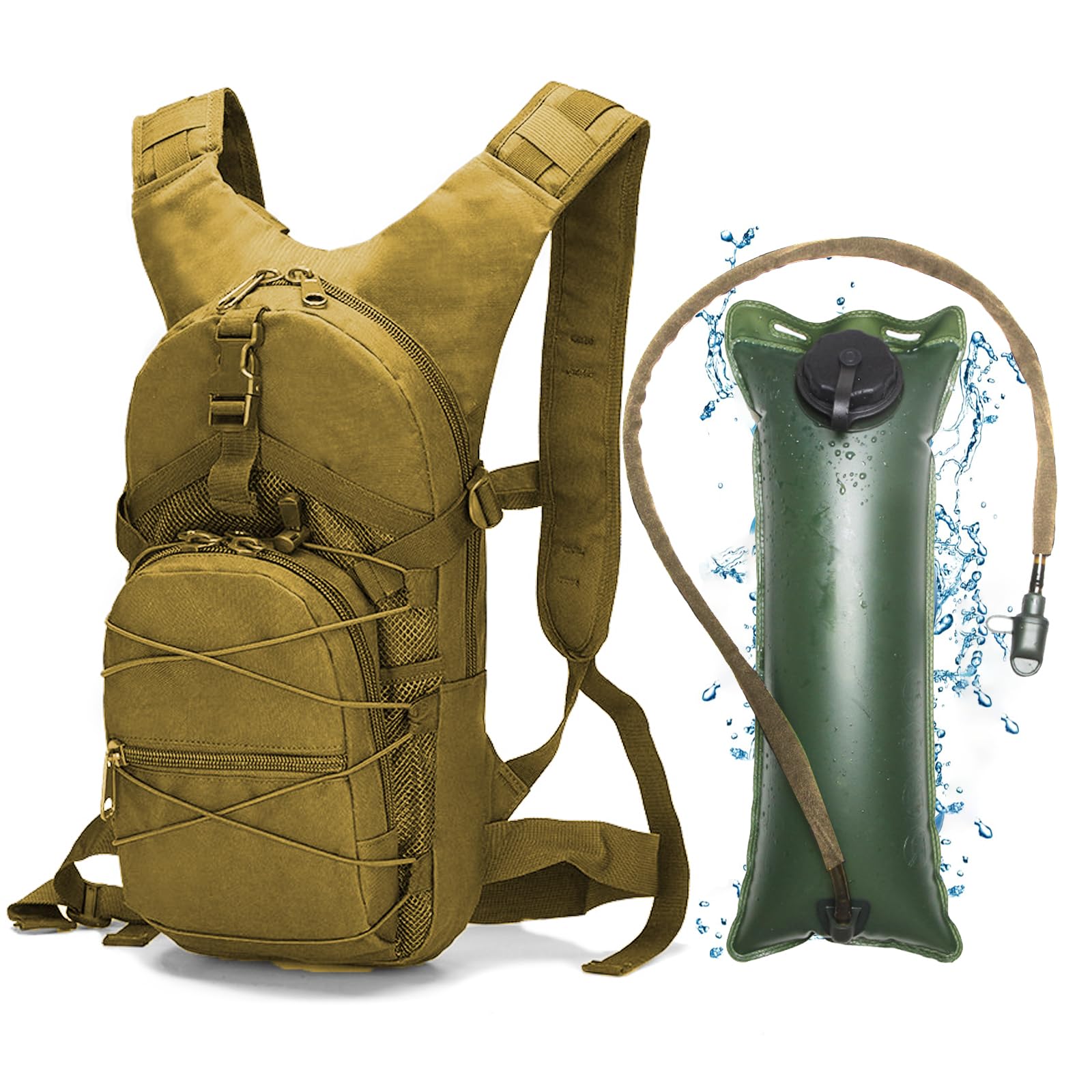 La Mochila táctica RAPIDSKY con Bolsa de Agua de 3 litros, diseño de Gran Capacidad, Unisex, Ideal para Senderismo/Ciclismo/Carrera/Caza.