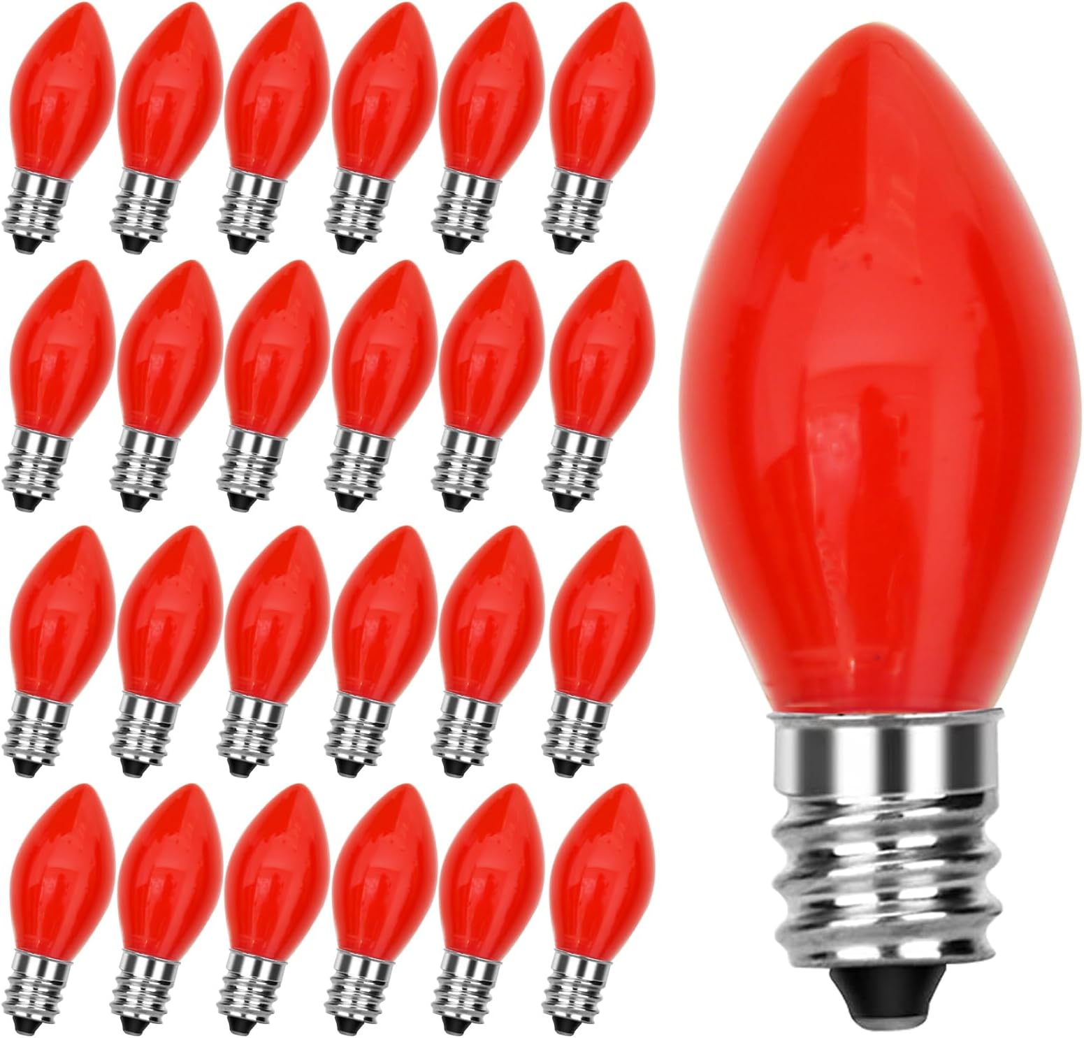 Vickerman 10074 C7 Candelabra Screw Base Ceramic Red (25