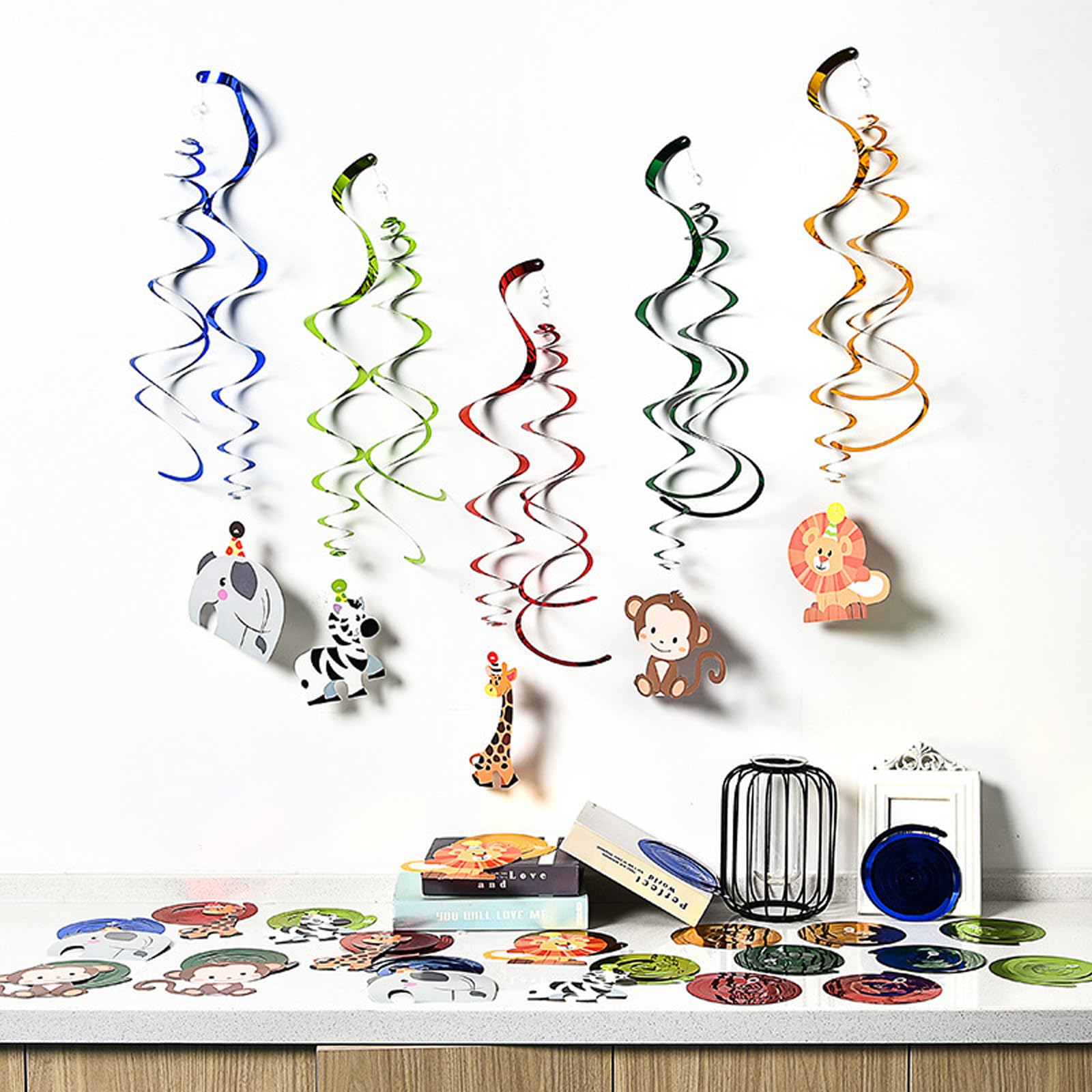 Guirlande Spirales Tourbillons Suspendus - Lot De 48 Pièces 8 Couleurs, Décoration Fête Réutilisable