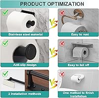 Vista 2 de Toilet Paper Holder Self Adhesive Toilet Paper Roll Holder Stainless Steel No Drilling Wall Mount Roll Holders for Bathroom Kitchen, Black