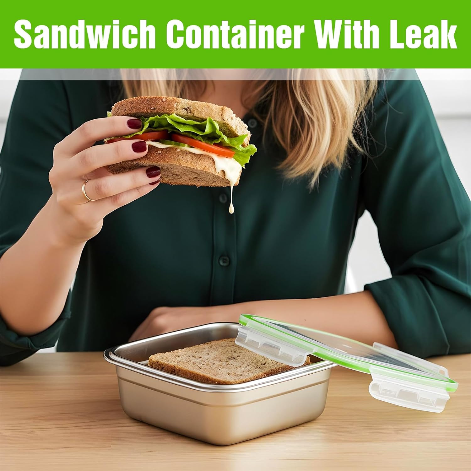 4 Pack Stainless Steel Sandwich Container with Lids 25. 4 Oz Metal Sandwich Container for Lunch Boxes with Airtight Silicone Seal for Snacks Fruit Home Office Outdoor Picnic - Image 6