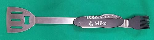 Miniatura 3 de Delantal Grillmaster personalizado y herramienta de barbacoa 5 en 1, añade tu propio nombre, Negro -