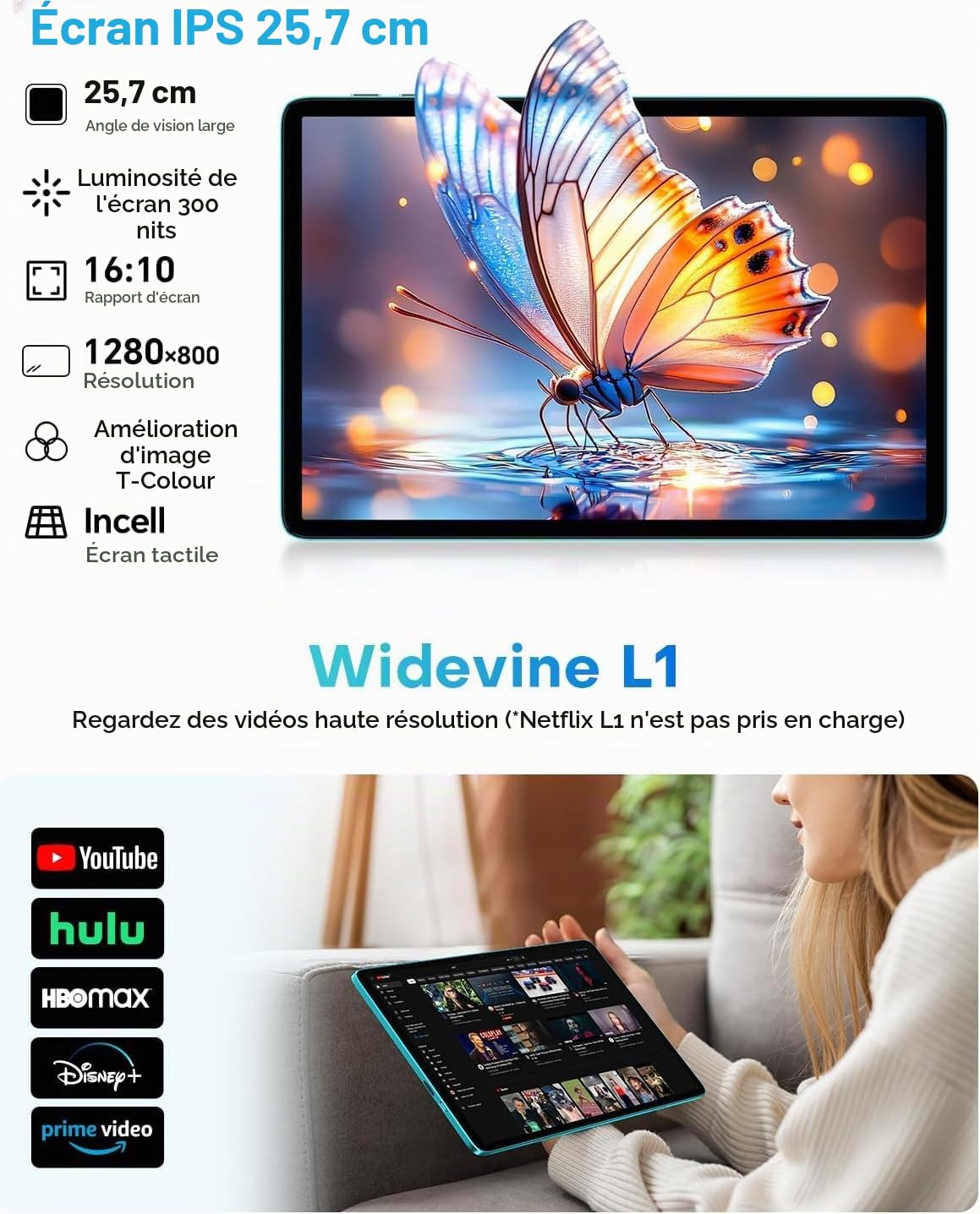 TECLAST P33 Tablette 10" Android 15, avec Clavier et Souris, WiFi 6, BT 5.4 | 10 accessoires, Gemini AI, 64Go ROM+ 4To TF, Widevine L1, 6000mAh, Octa-Core, GPS, OTG, 2 en 1 tablette