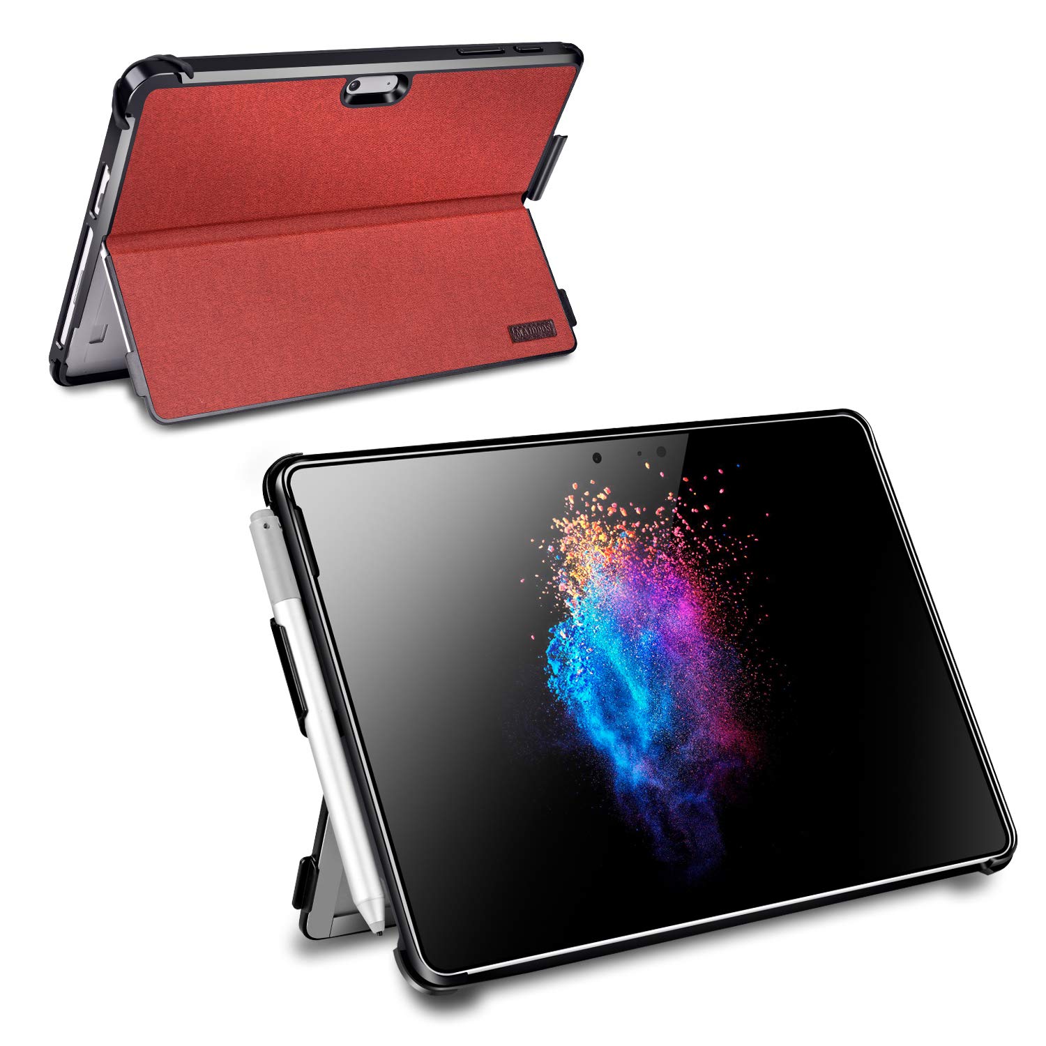 Surface Go Case,Microsoft Surface Go Case,Surface Go Keyboard Case,Multiple Angle Viewing Business Cover for Microsoft Surface go with Pen Holder and Type Cover Strap,Red