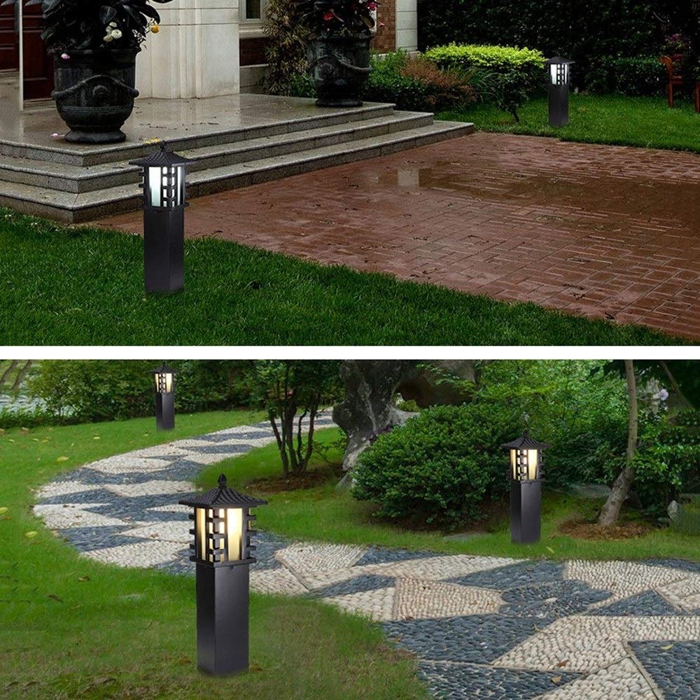 60 cm Kreatywna zabytkowa czarna latarnia ogrodowa aluminiowa szklana zewnętrzna wodoodporna ogrodowa lampa gruntowa rustykalna dekoracja krajobrazu,