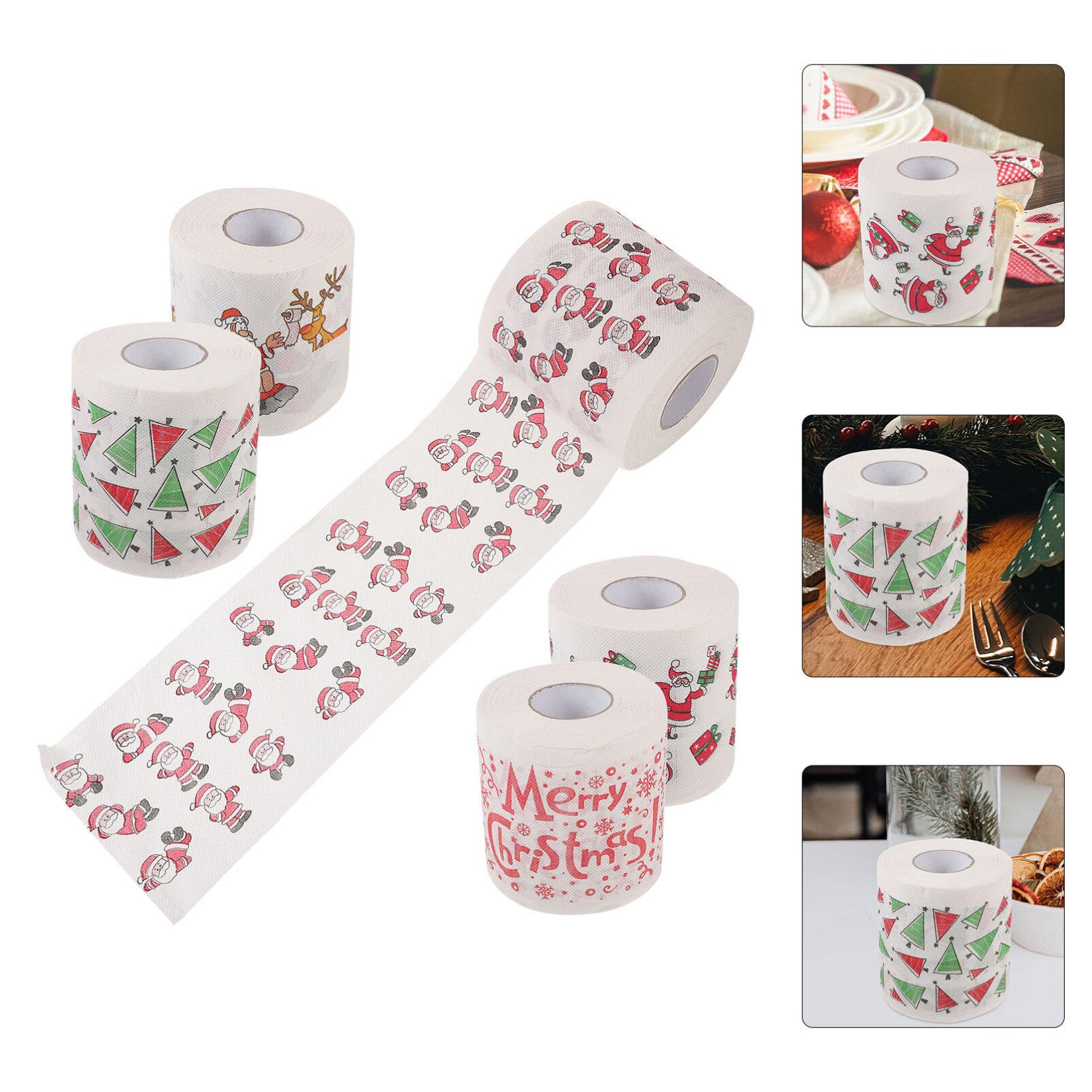 iplusmile 5rouleaux Papier Toilette Noël Serviettes Table Jetables Essuie-Tout Fête