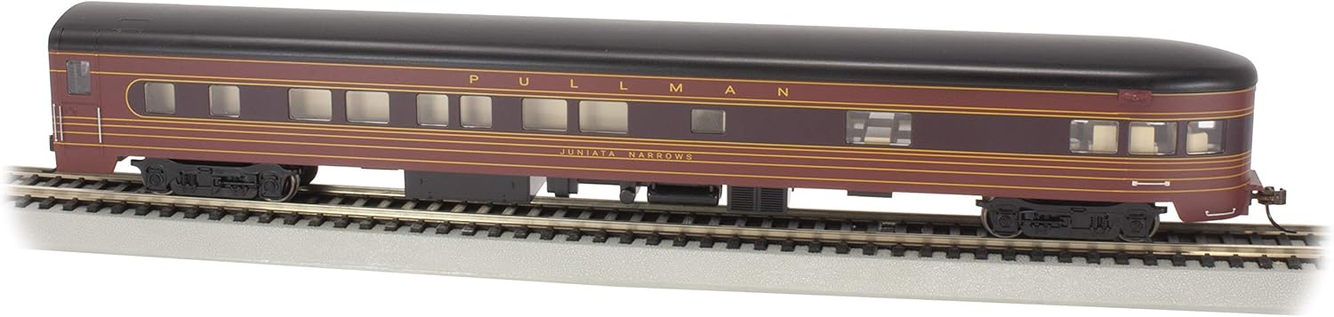Bachmann Trains - 85' Smooth-Side Observation Car with Lighted Interior - PRR - Fleet of Modernism Juniata Narrows - HO Scale, Silver