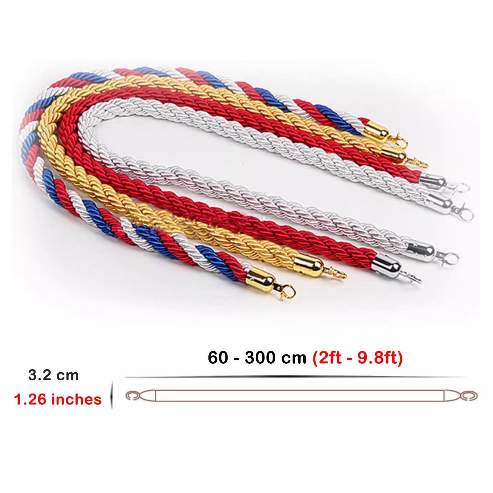 2.5m Giallo Twisted Hemp Ro 2Piece Set di Coda ment Stanch Ros per Eventi Hotel & Film Set VIP Cords