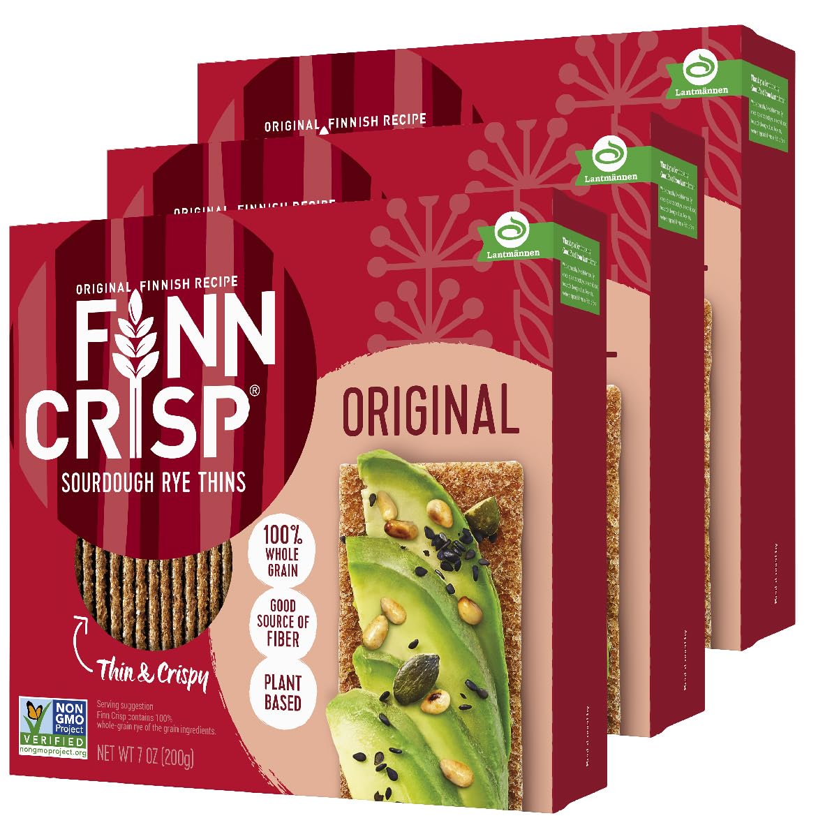 Finn Crisps Original Rye Crispbread 7oz, 18 Pack Bulk Order | Thin, Crispy Rye Flatbread Crackers | Multipack of Authentic Finish Sourdough Crispbread | Whole Grain Rye Crackers [18 Boxes x 7oz]