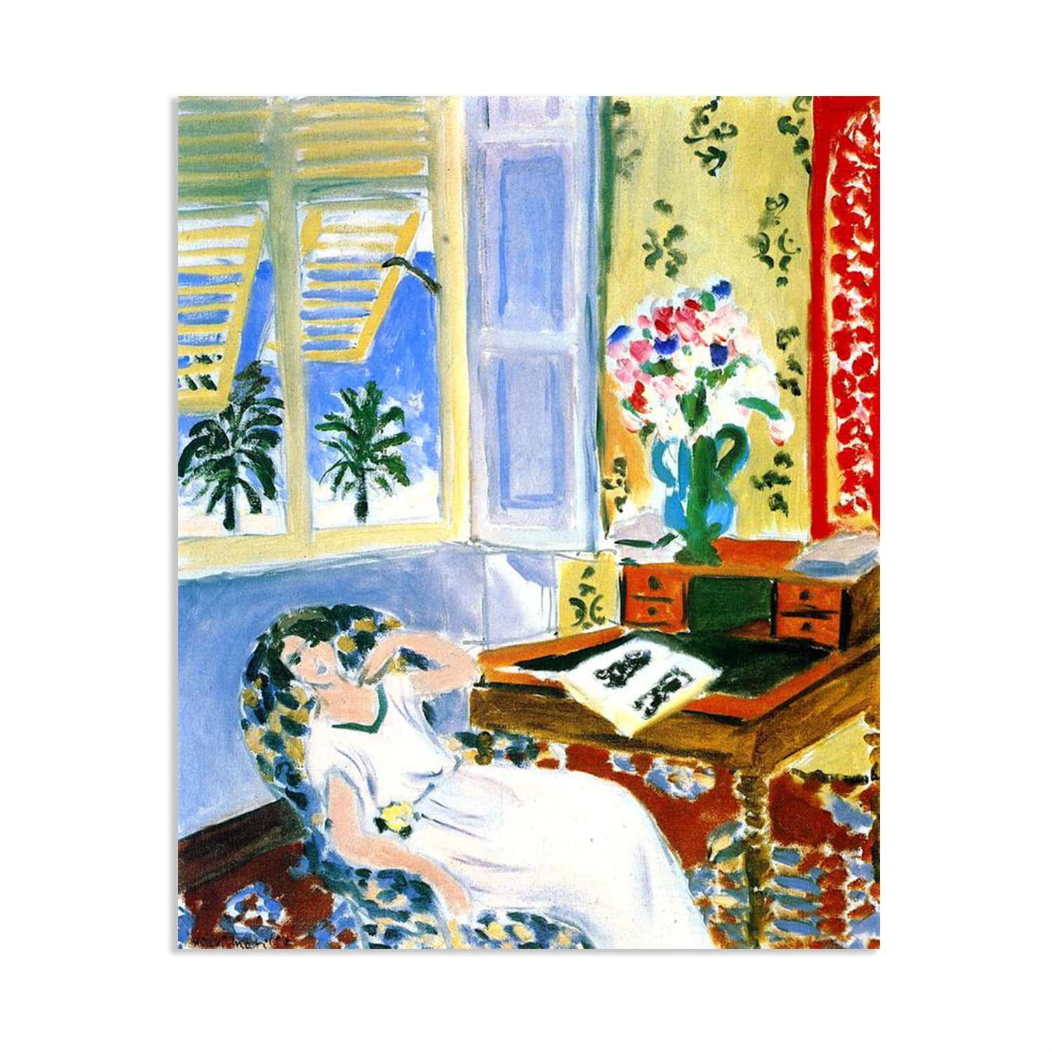 Mycggdgh Framed Henri Matisse Painting Reproduction Interior In Nice A Siesta Henri Matisse Abstract Art Canvas Wall Reproductions Classic Poster For Living Room Bathroom Office 90X70cm(35X28in) Poster