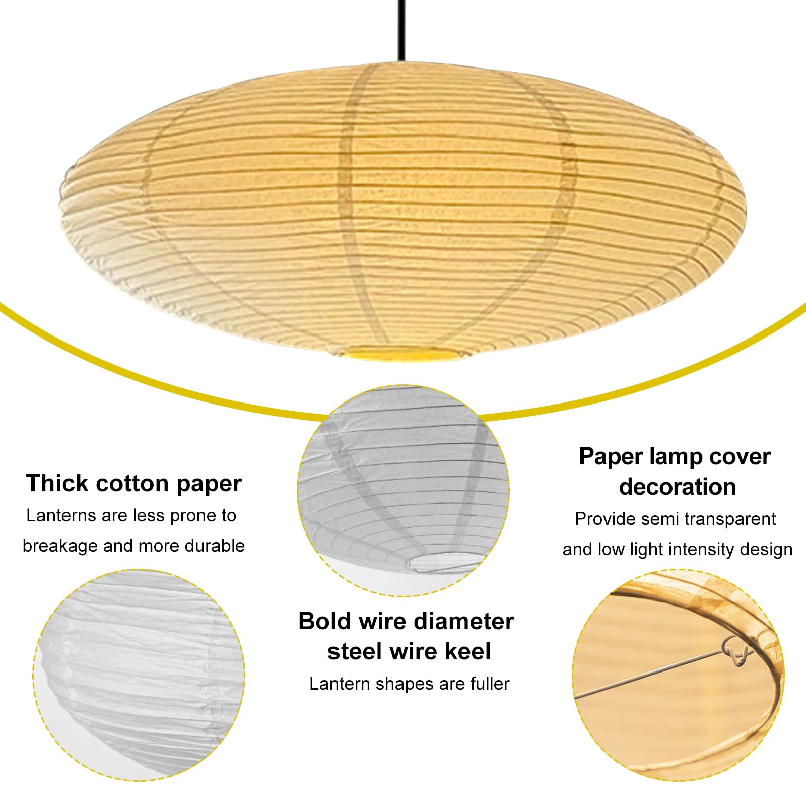 Papier Lampenschirm Oval Weiß 45 cm, Faltbarer Hängelampenschirm aus Reispapier, Weicht das Licht für warmes Ambiente, Geeignet für Wohnzimmer Schlafzimmer Esszimmer