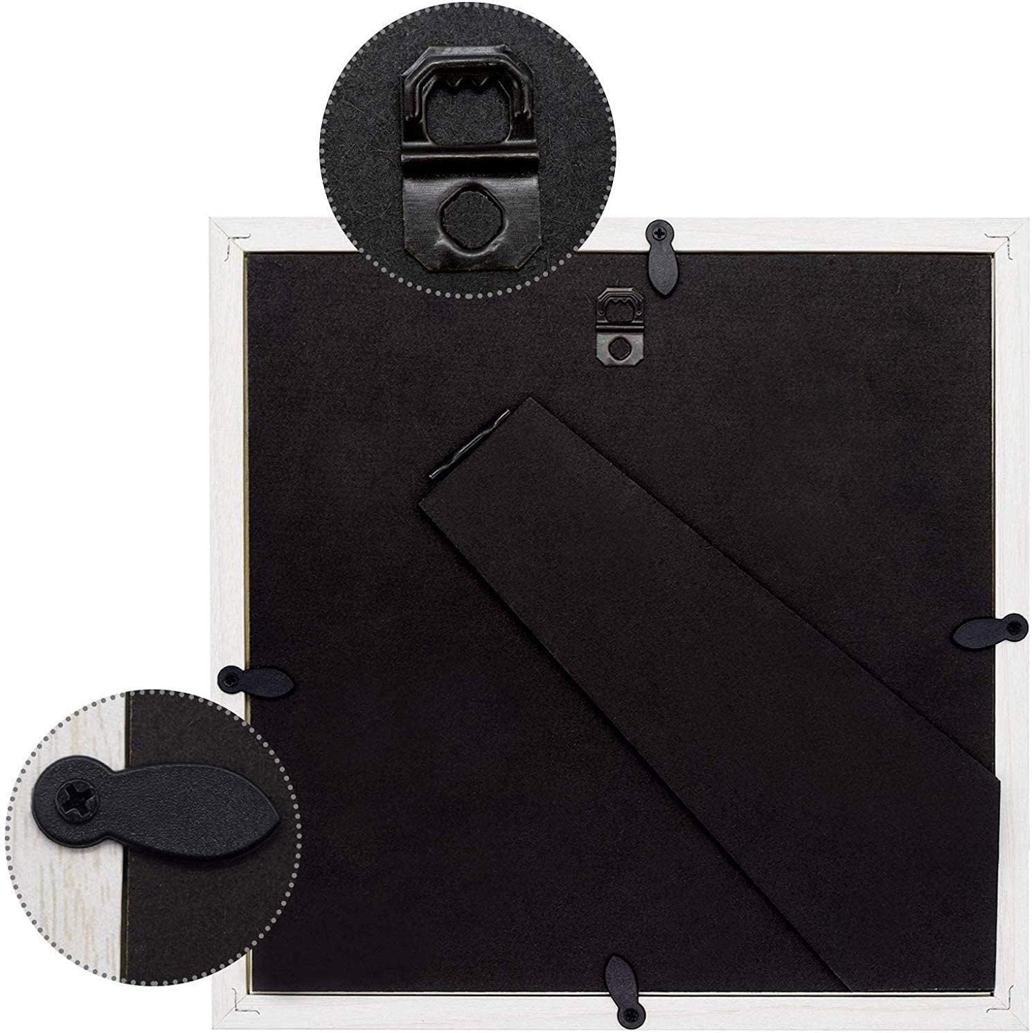 Frametory, Picture Frame Deep Split Molding Easel Stand for Table/Desk Display Layered Look Design Landscapes, Portraits, Artworks (4-Pack, White/Natural, 8x8 Frame)