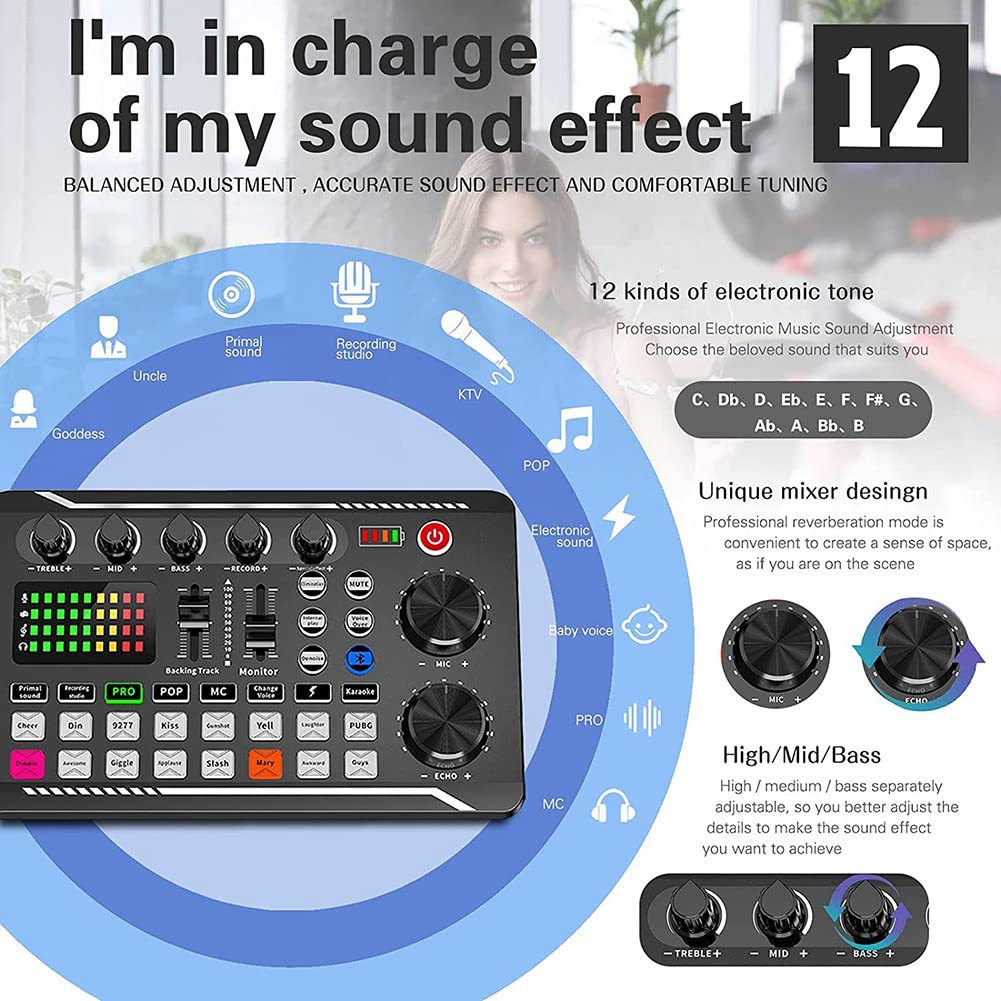 Tarjeta de Sonido SuanQ F998 USB Mezclador Amplificador para PC