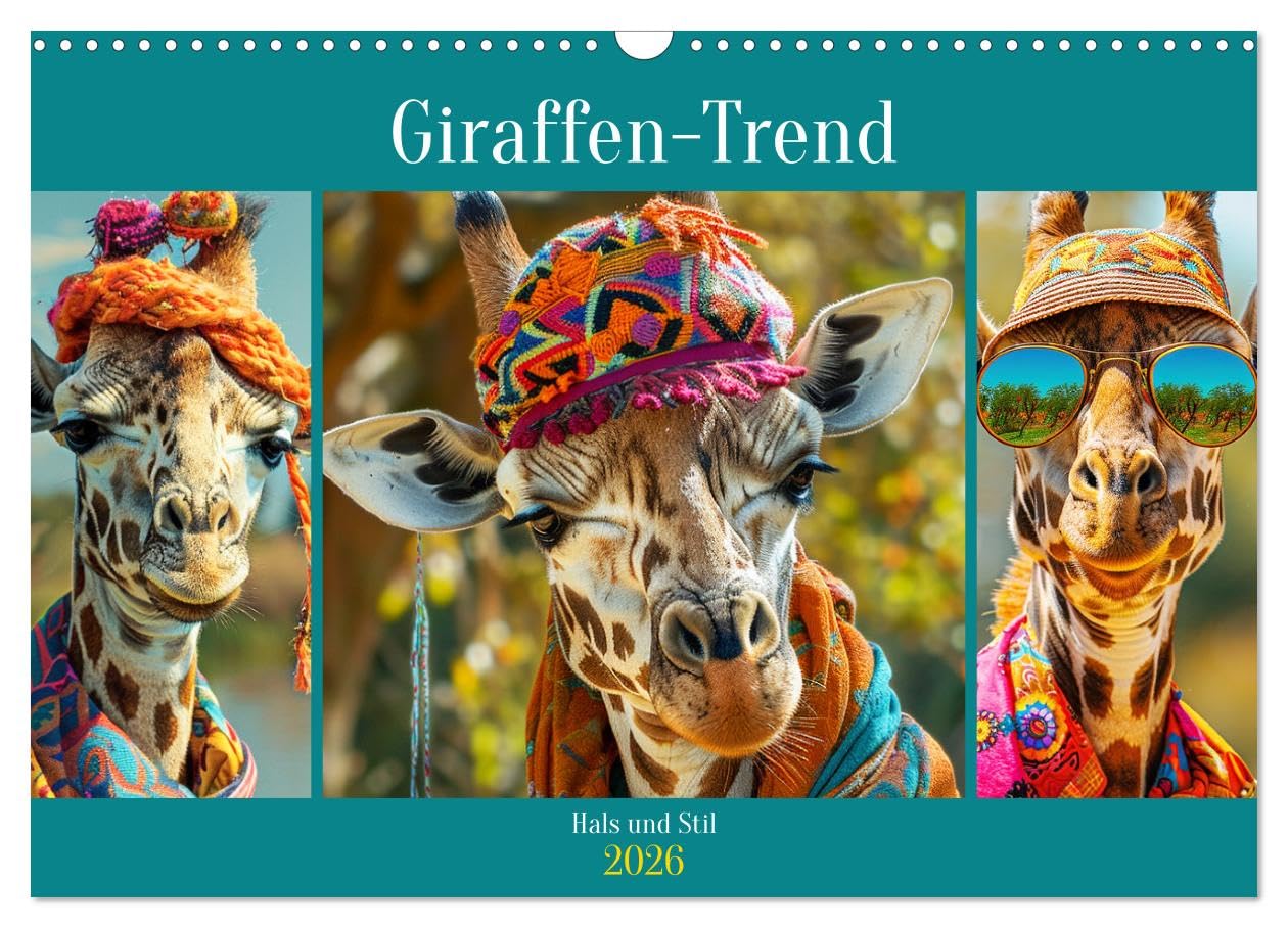 Giraffe trend. Neck and style UK-Version (Wall Calendar 2026 DIN A3 Landscape), CALVENDO 12 Month Wall Calendar — image 1