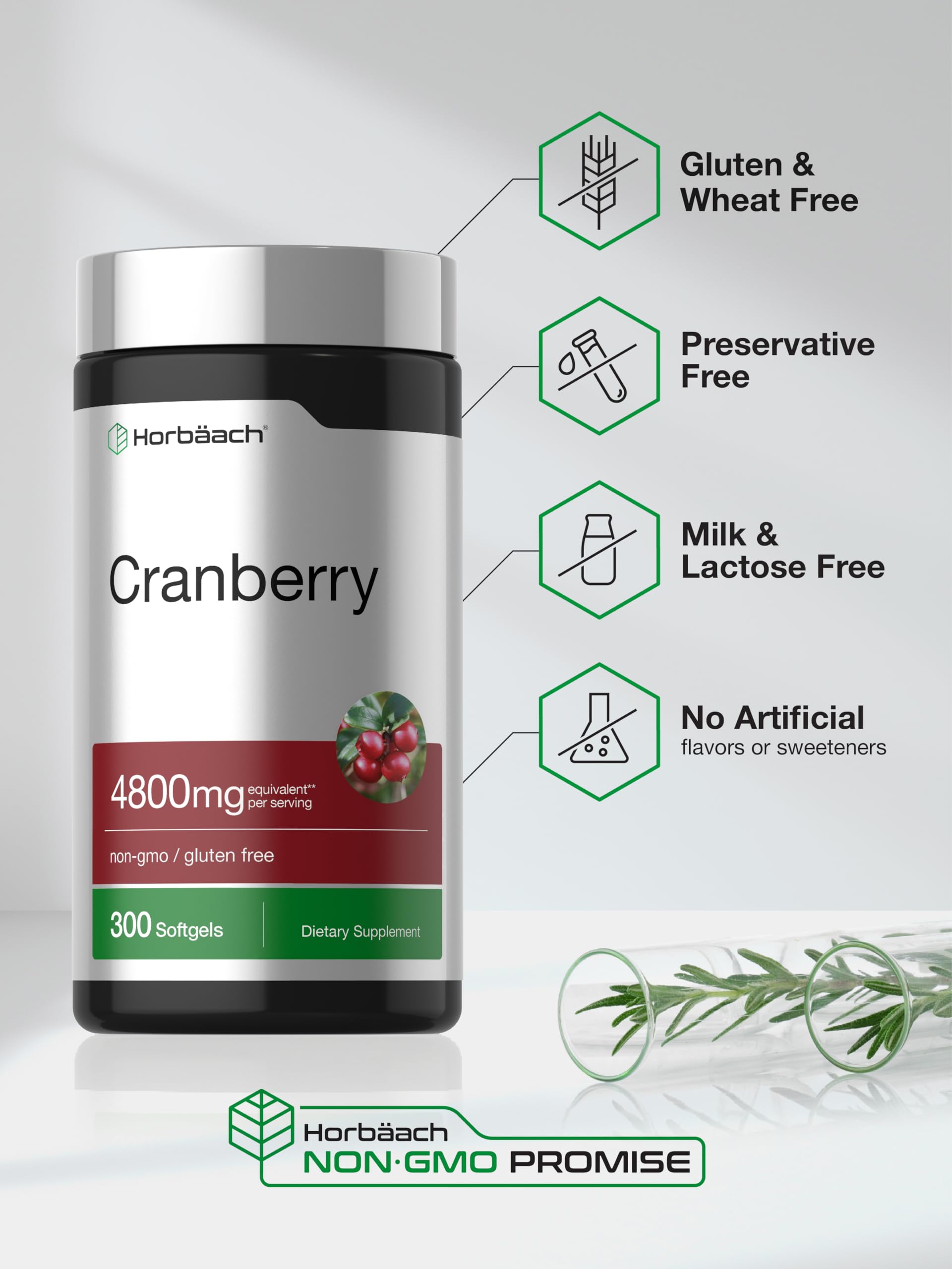 Horbäach Cranberry Pills | 300 Softgels | Non-GMO, Gluten Free Supplement — Amazon image 5